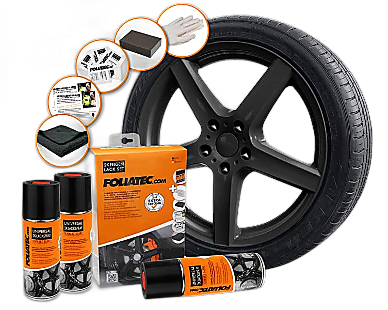 Foliatec 2K Felglakk sett - Black Glossy